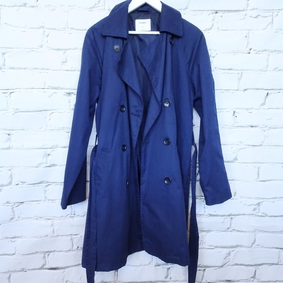 Old Navy Midi Navy Trench Coat - Picture 1 of 7